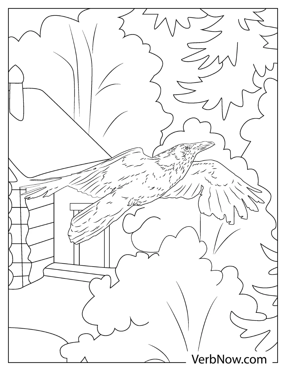 Free RAVEN Coloring Pages for Download (Printable PDF) Dark raven coloring page for teens