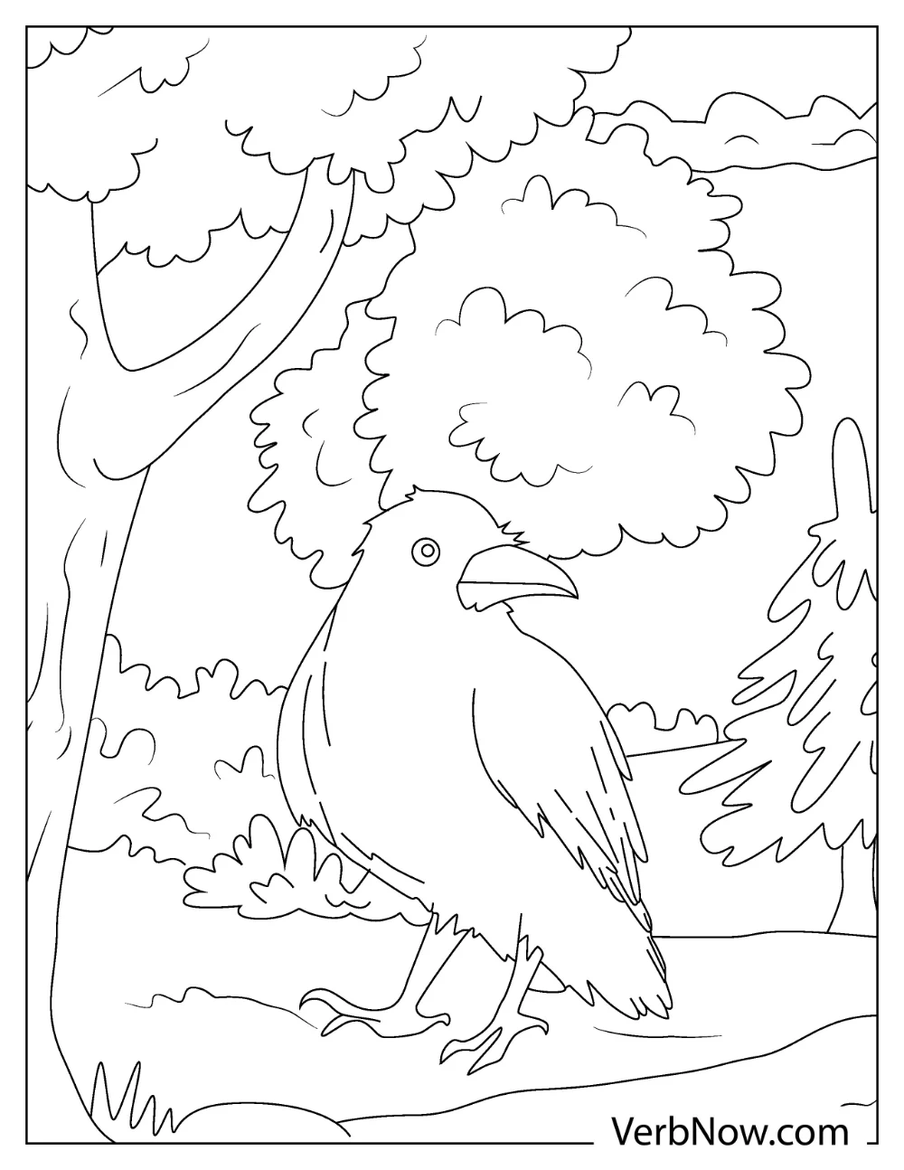 Free RAVEN Coloring Pages for Download (Printable PDF) Simple raven bird coloring page