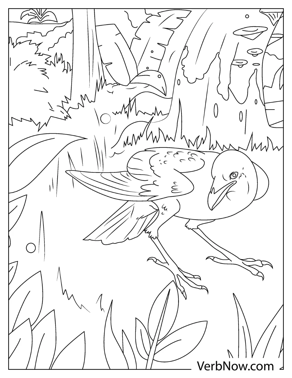 Free RAVEN Coloring Pages for Download (Printable PDF) Raven in the woods coloring page