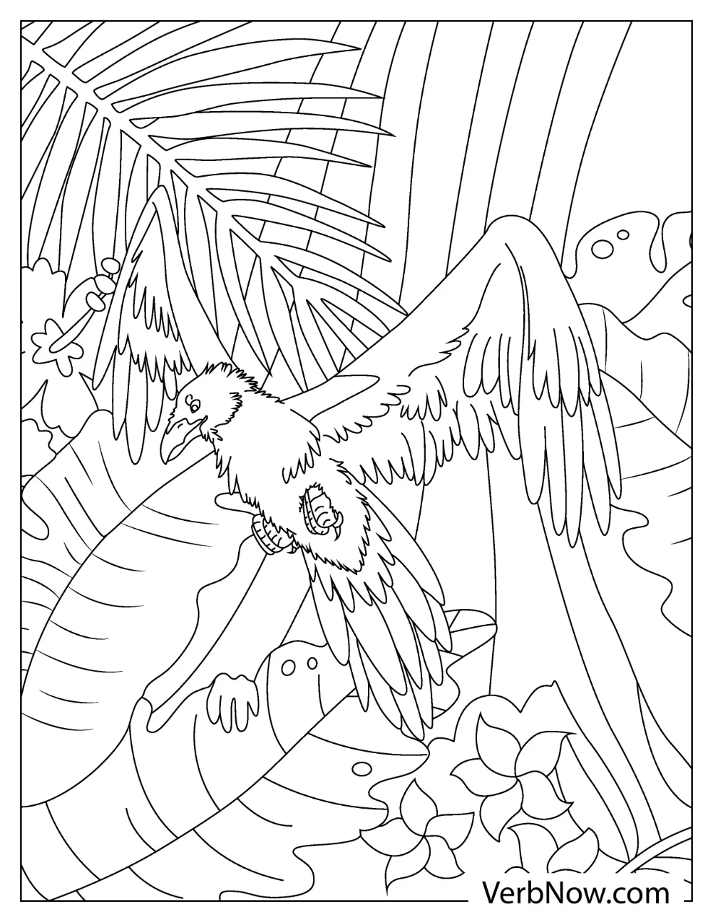 Free RAVEN Coloring Pages for Download (Printable PDF) Raven with open wings coloring page printable