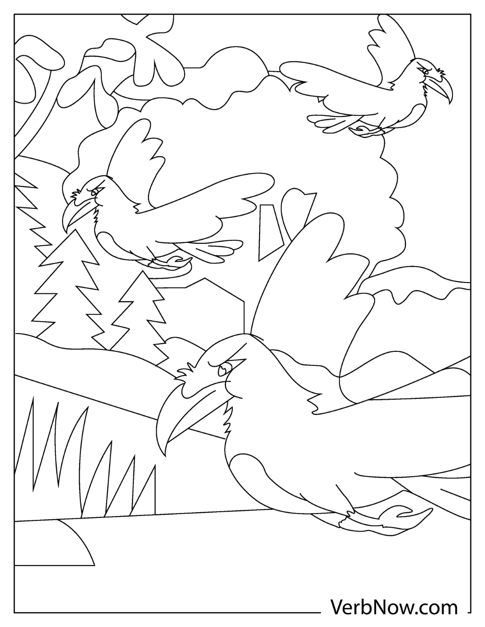 Free RAVEN Coloring Pages for Download (Printable PDF) Spooky raven coloring activity for Halloween