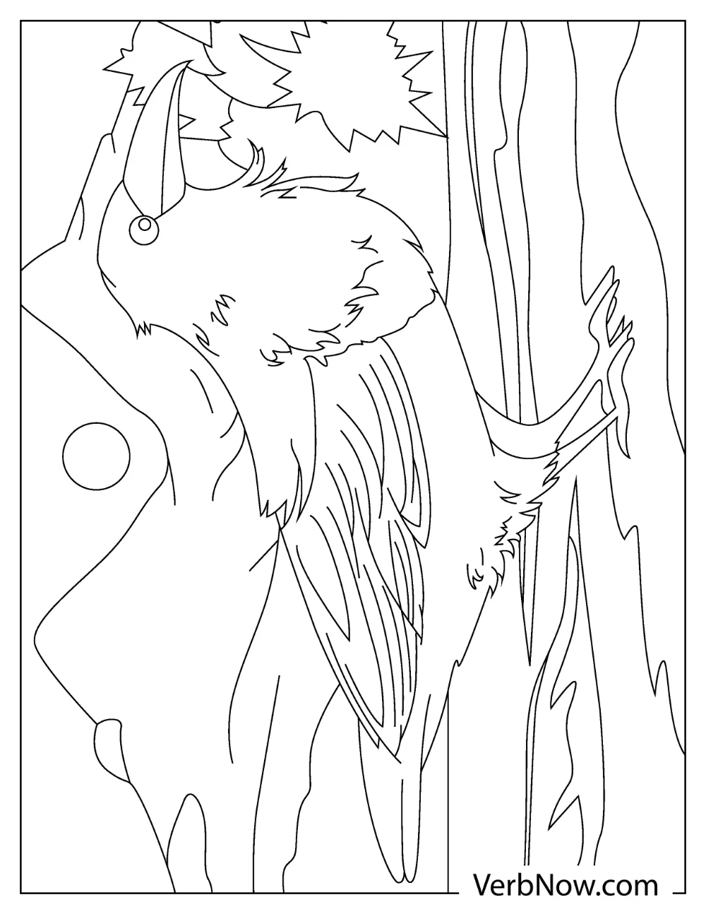 Free RAVEN Coloring Pages for Download (Printable PDF) Raven in front of the mountain coloring page