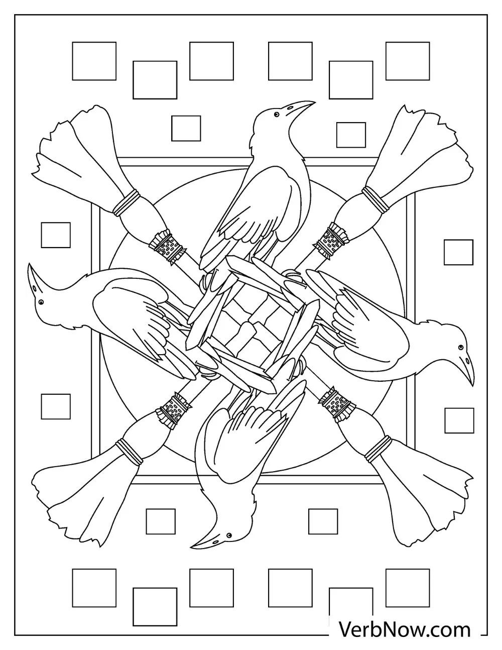 Free RAVEN Coloring Pages for Download (Printable PDF) Flying raven bird coloring page