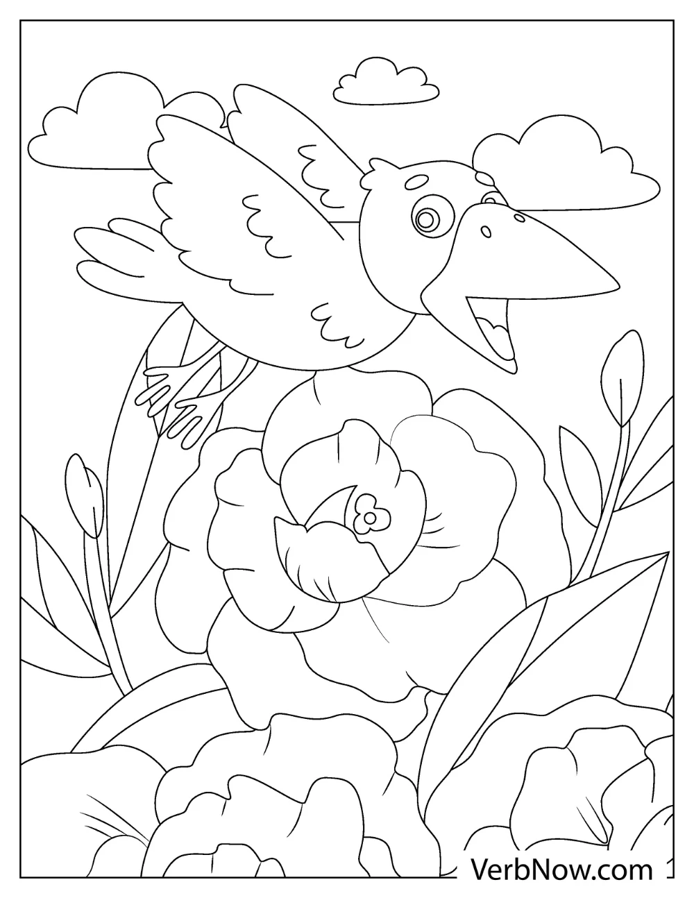 Free RAVEN Coloring Pages for Download (Printable PDF) Cartoon raven with a funny face coloring page