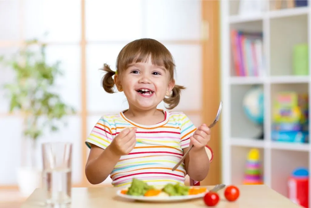 Girl eating healthy food