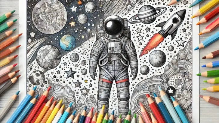 SPACE coloring pages astronaut & space