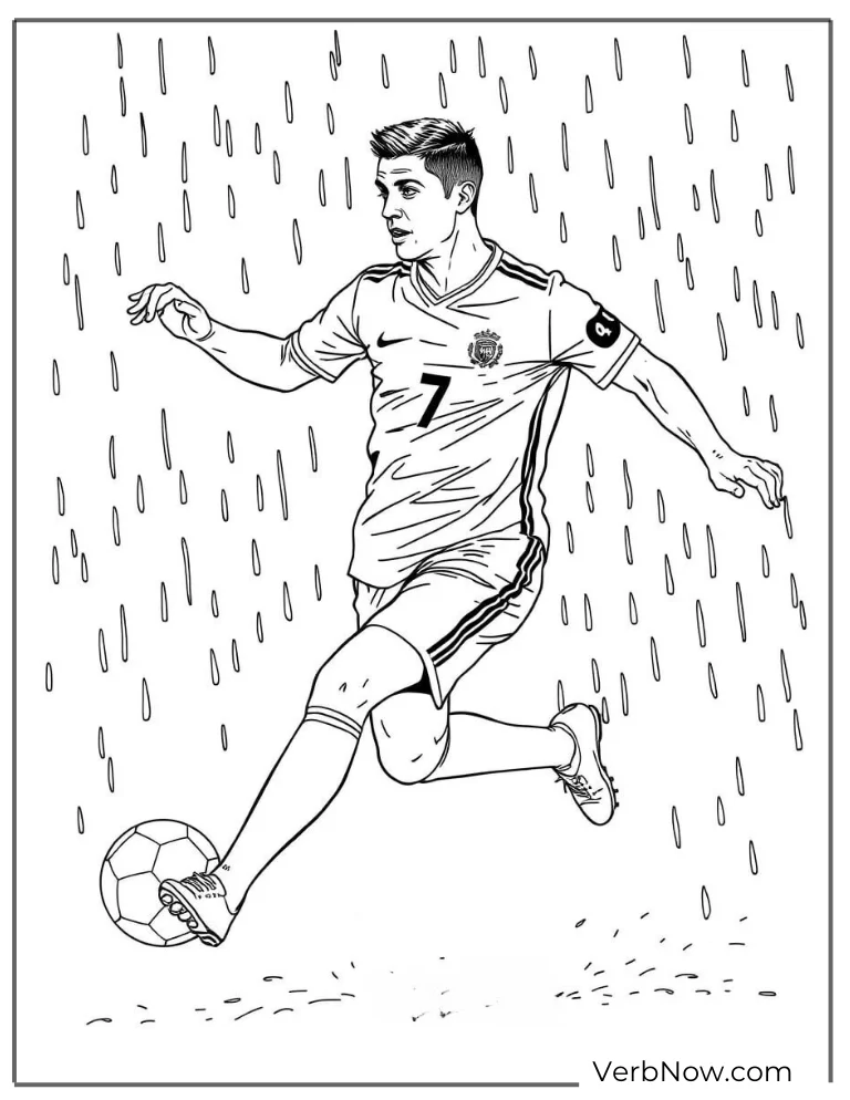 Ronaldo dribbles skillfully through pouring rain
