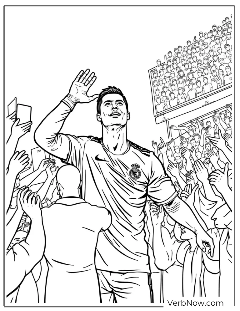 Coloring pages of Ronaldo greets fan after a victory