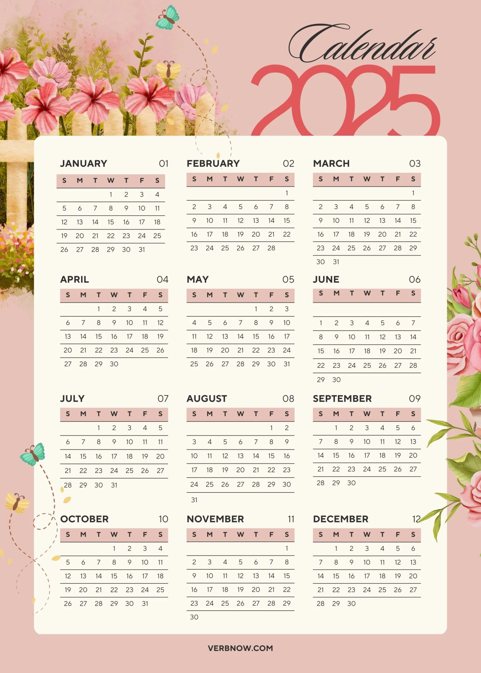 A pinky and dreamy 2025 Calendar for you