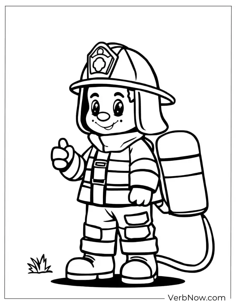 Firefighter coloring page for preschool students