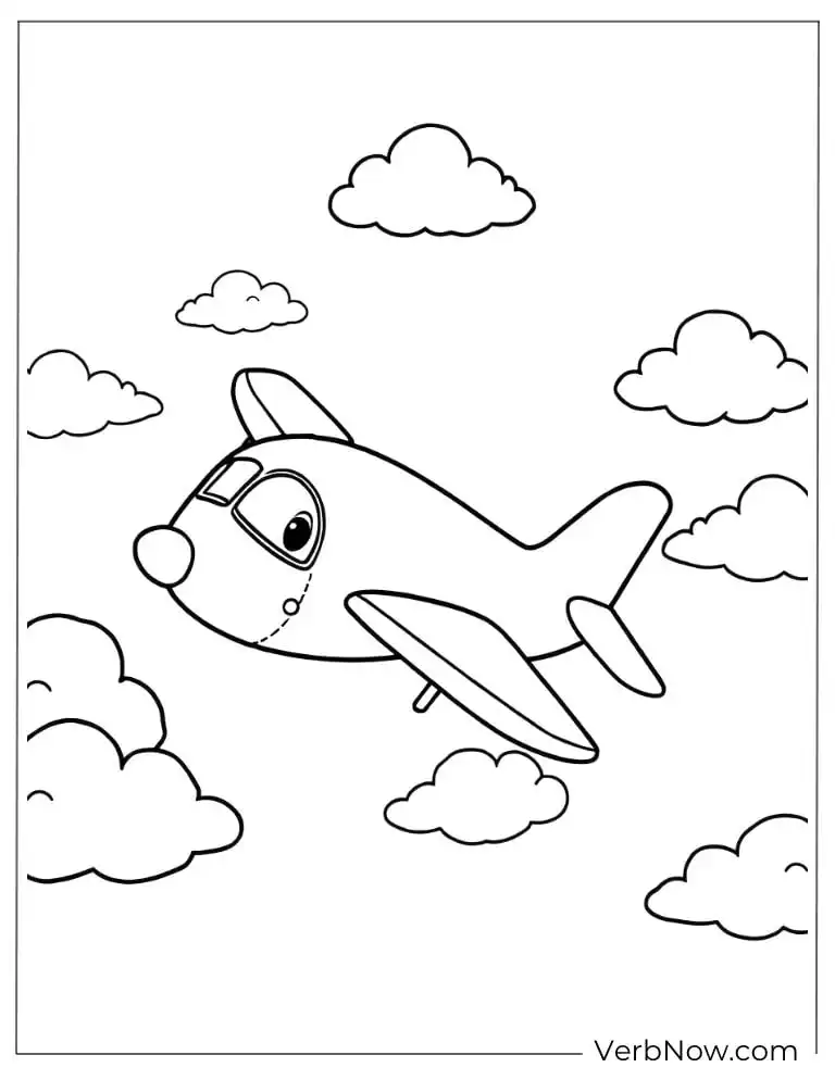 Smiling airplane on the sky with clouds