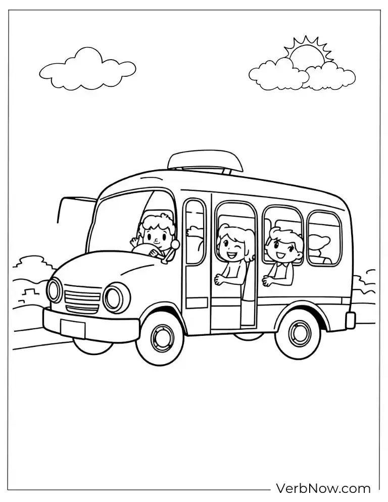 School bus for preschool kids to color