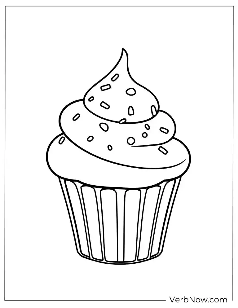 Cute cupcake coloring page for kids