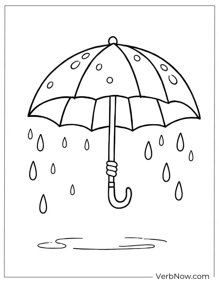 An umbrella with raindrop to color