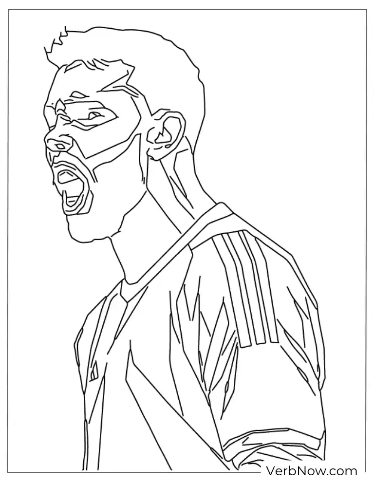 Coloring page of David Raya with Arsenal club jersey