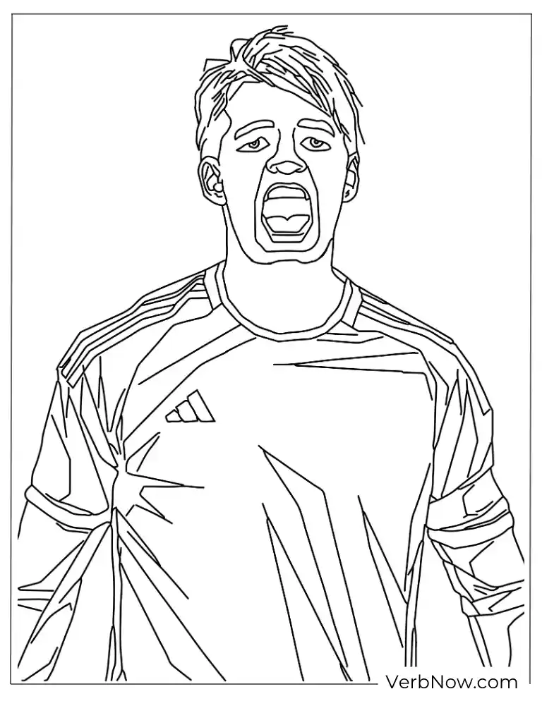 Martin Ødegaard footballer coloring page wearing Arsenal jersey