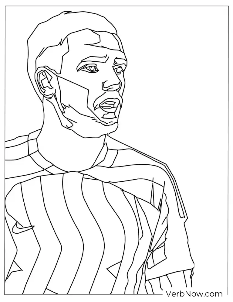 Antoine Griezmann wearing mask coloring page wearing Atletico Madrid jersey