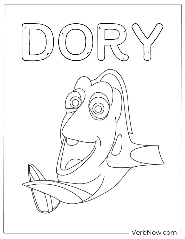 Nemo kisses Dory near coral coloring page.