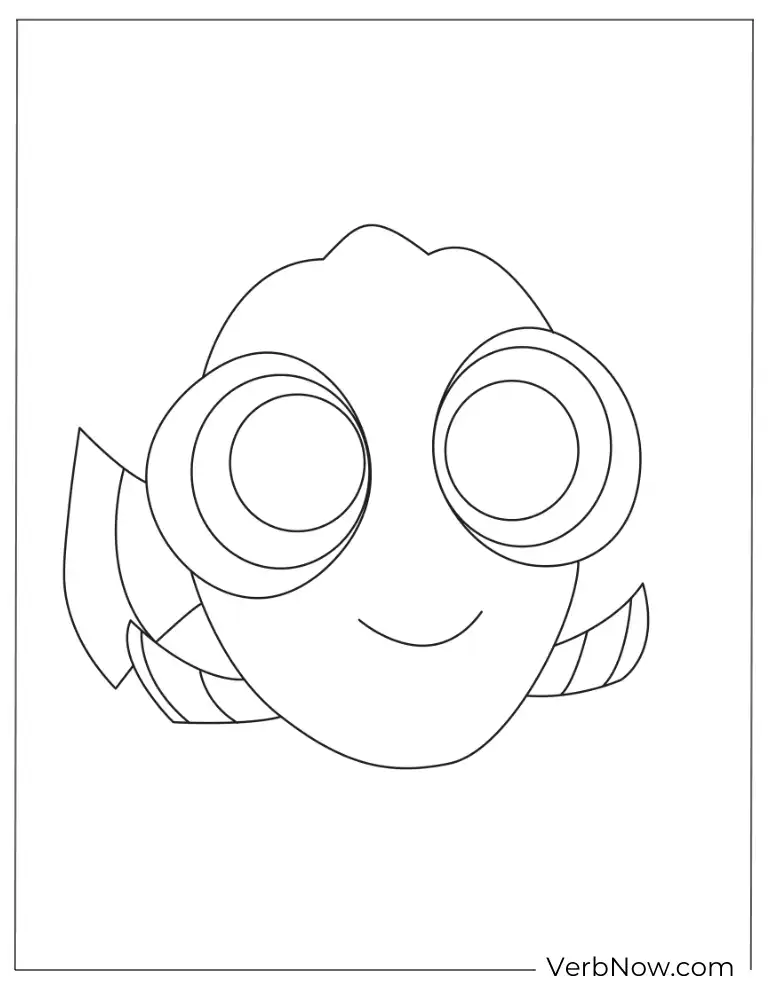Dory swimming among coral coloring page.