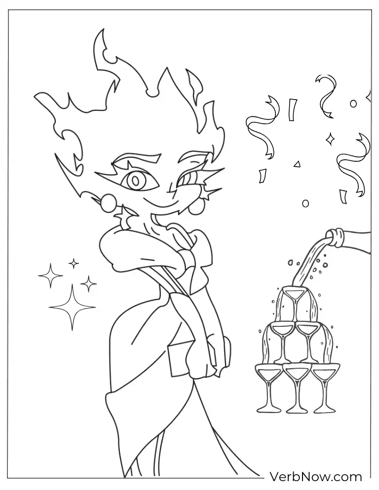 Party dress Ember Elemental coloring sheet