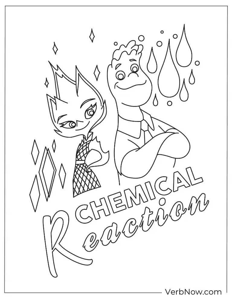 Fun printable of Wade and Ember Elemental coloring page