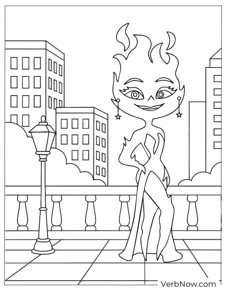 Fashion Ember Elemental pose coloring page