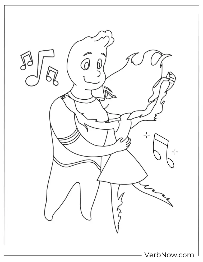 Jade and Ember music scene fun Elemental coloring sheet for children