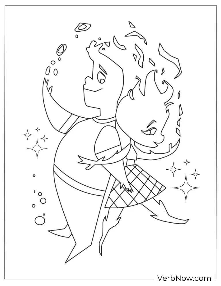 Funny Ember and Wade coloring page printable for kids