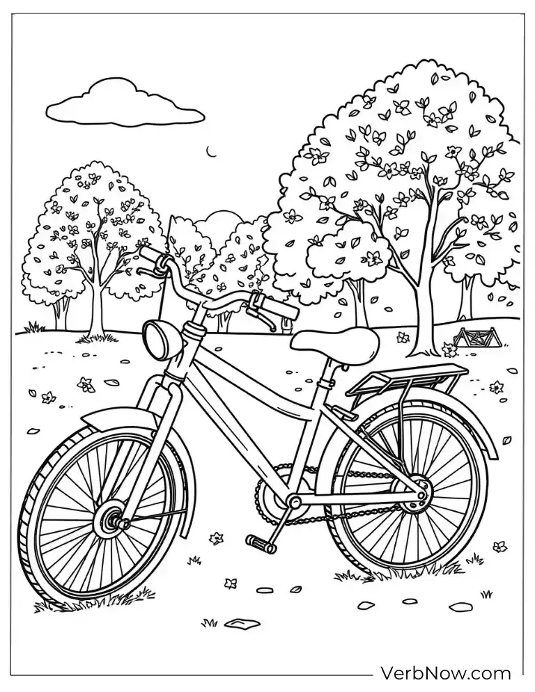 Fall coloring sheet with a serence background