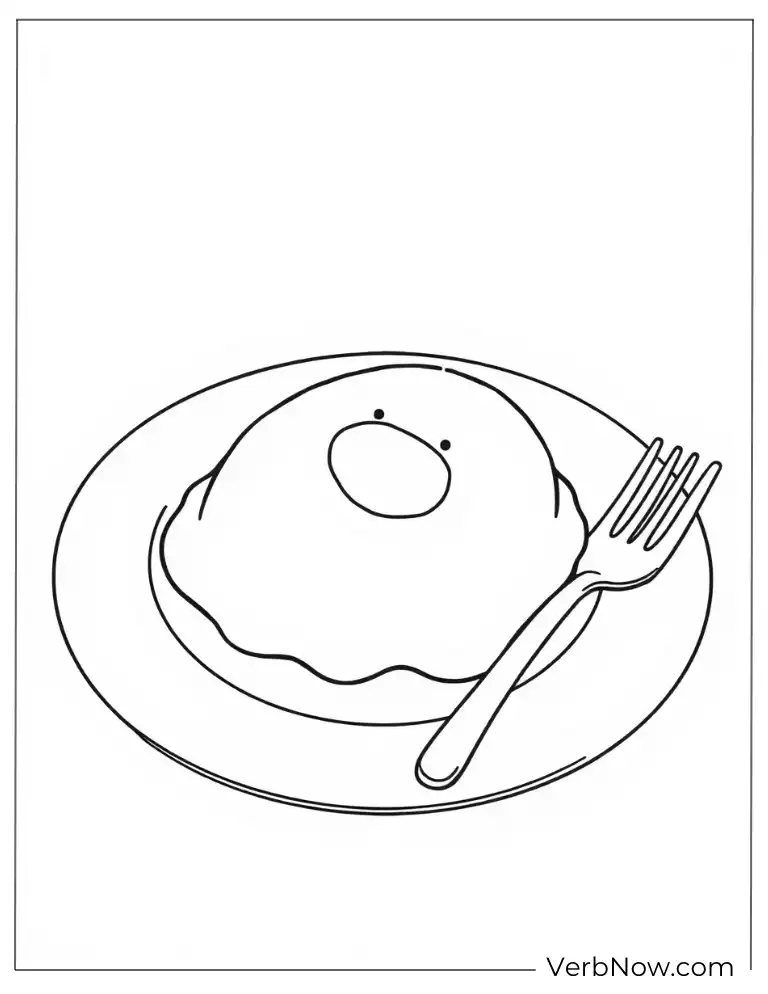 24 Free Gudetama Coloring Pages For Download (Printable PDF) Gudetama on plate with fork coloring page