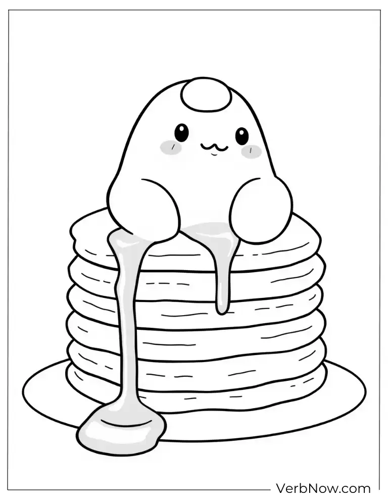 24 Free Gudetama Coloring Pages For Download (Printable PDF) Gudetama on pancake stack with syrup coloring sheet