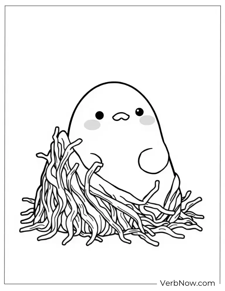 24 Free Gudetama Coloring Pages For Download (Printable PDF) Gudetama lying in ramen noodles coloring page