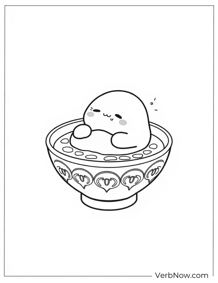 24 Free Gudetama Coloring Pages For Download (Printable PDF) Gudetama relaxing in dessert bowl coloring sheet