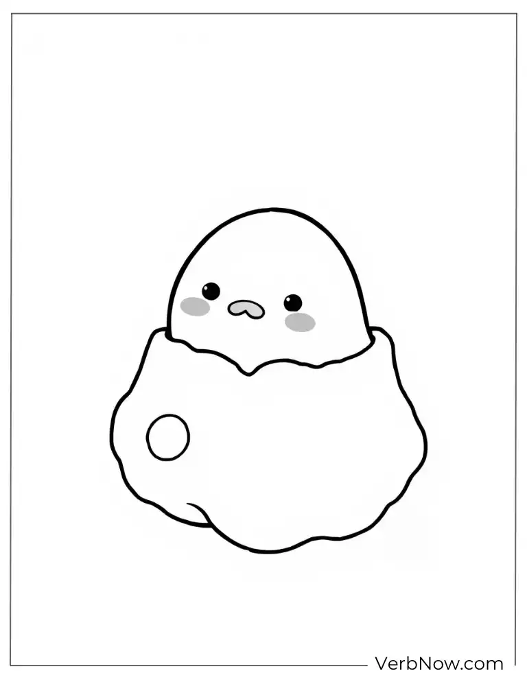 24 Free Gudetama Coloring Pages For Download (Printable PDF) Gudetama with shell crack on side coloring page