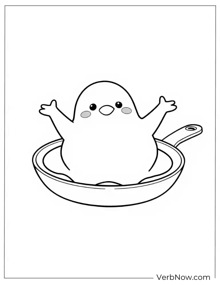 24 Free Gudetama Coloring Pages For Download (Printable PDF) Gudetama smiling in frying pan coloring sheet