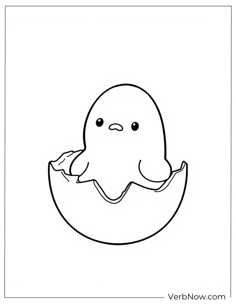 24 Free Gudetama Coloring Pages For Download (Printable PDF) Gudetama hatching from eggshell coloring page