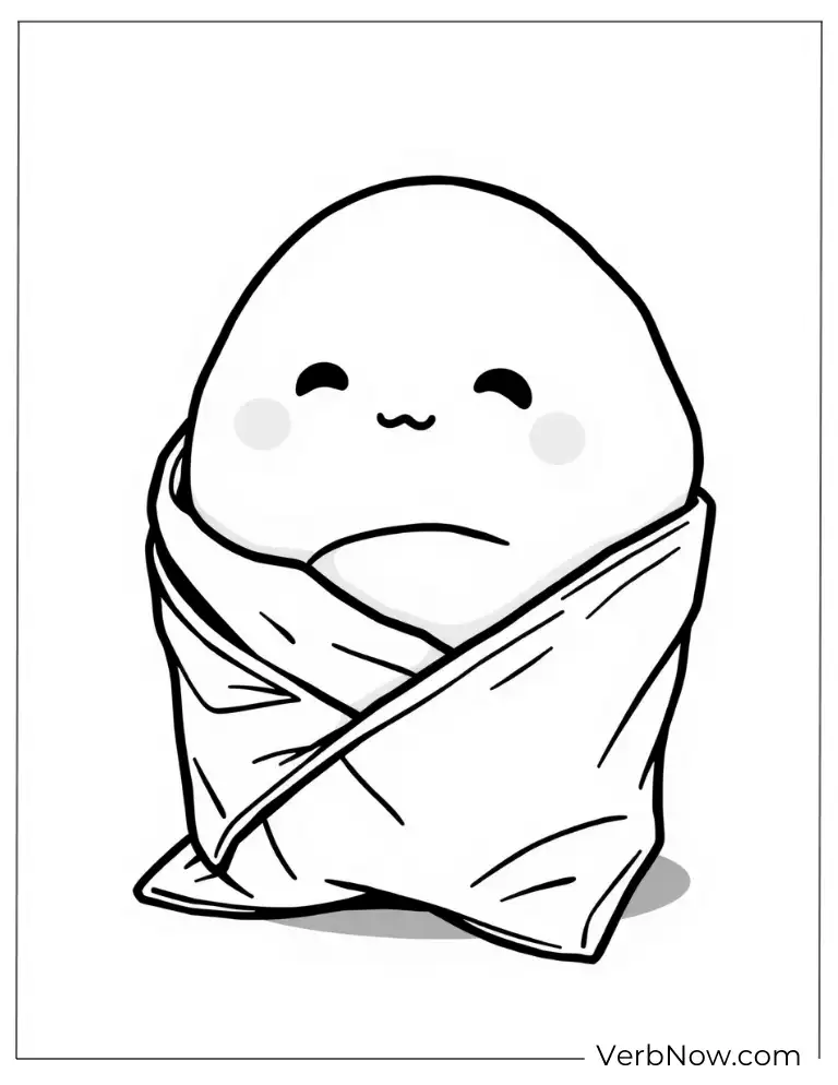24 Free Gudetama Coloring Pages For Download (Printable PDF) Gudetama wrapped in blanket coloring sheet