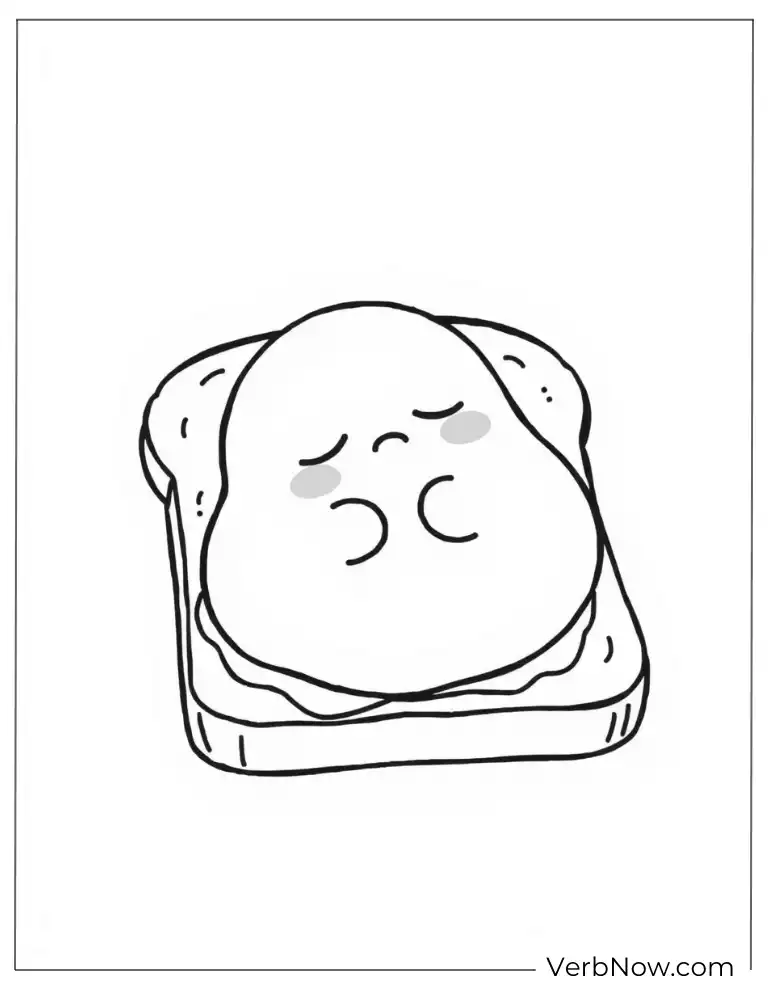 24 Free Gudetama Coloring Pages For Download (Printable PDF) Gudetama lying on sandwich coloring sheet