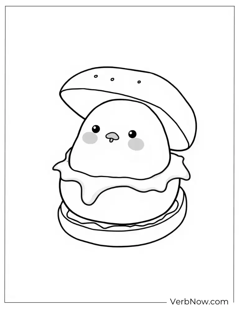 24 Free Gudetama Coloring Pages For Download (Printable PDF) Gudetama as a burger coloring sheet