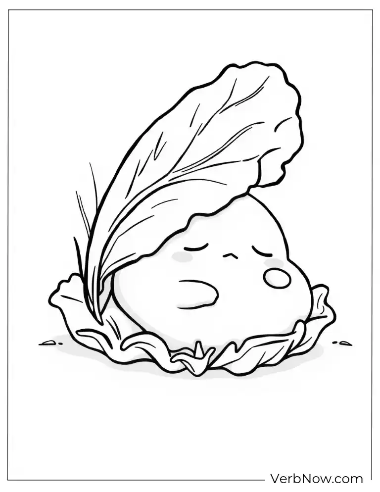 24 Free Gudetama Coloring Pages For Download (Printable PDF) Gudetama sleeping on lettuce leaf coloring page