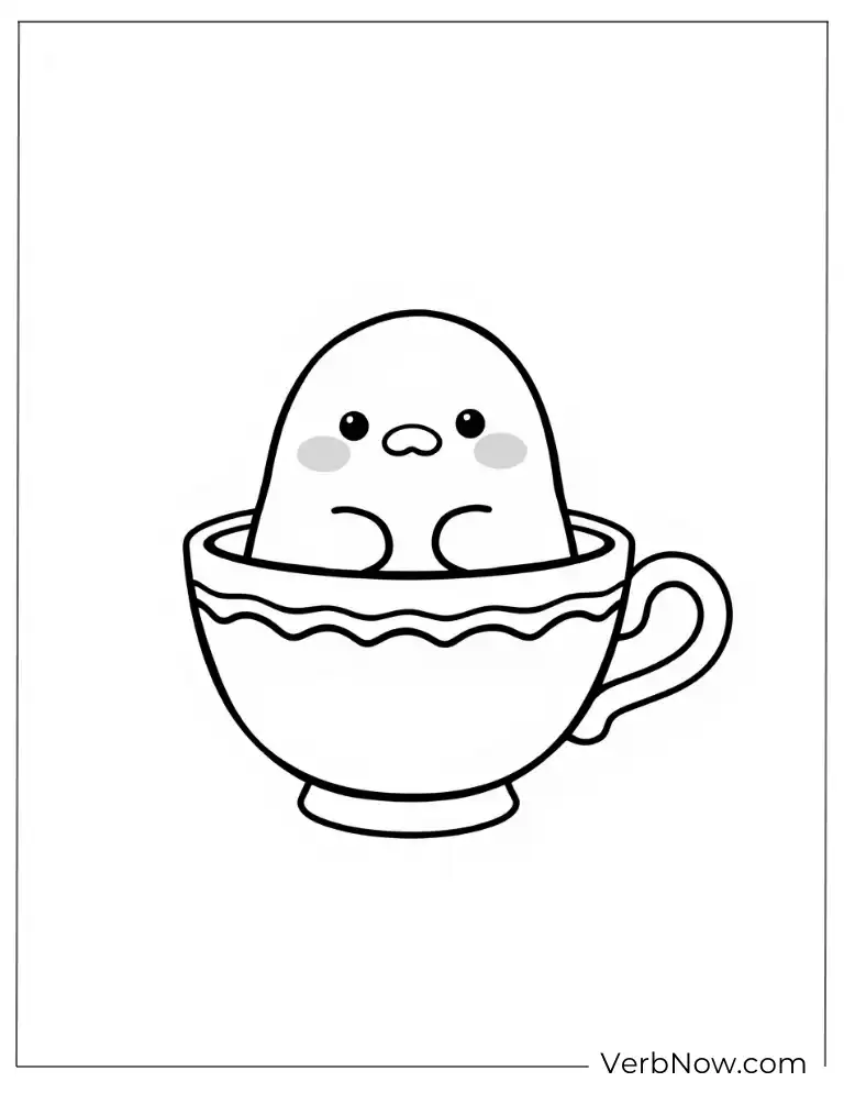 24 Free Gudetama Coloring Pages For Download (Printable PDF) Gudetama in teacup coloring page