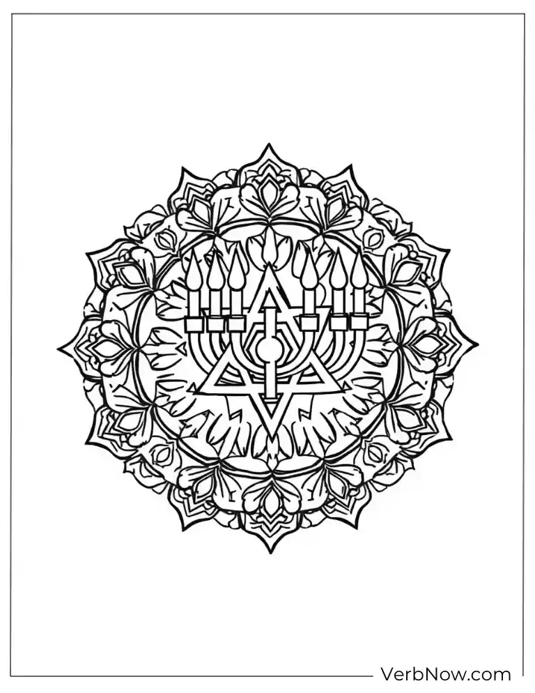 Creative Hanukkah coloring page for the Festival of Lights