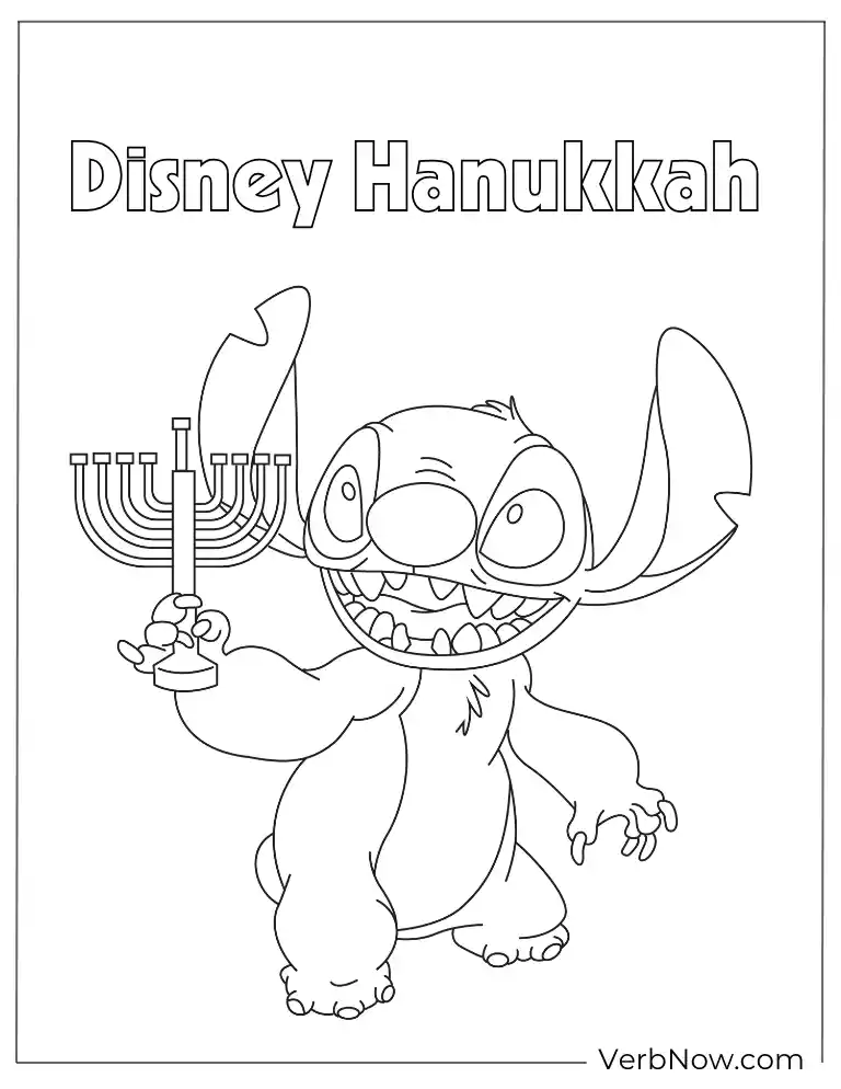 Stictch Hanukkah coloring page for kids