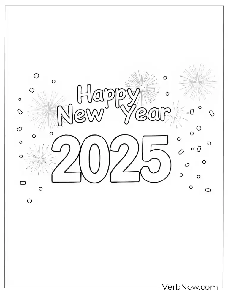 New Year’s calendar with January 1st date coloring page