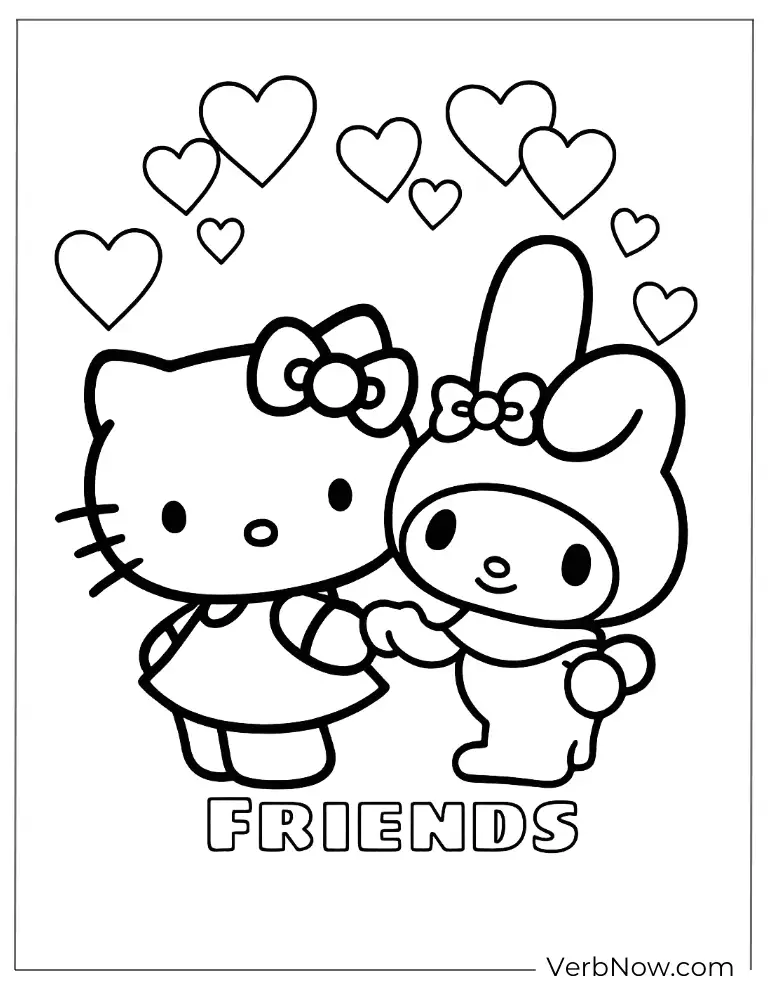 Hello Kitty and My Melody coloring page for kids