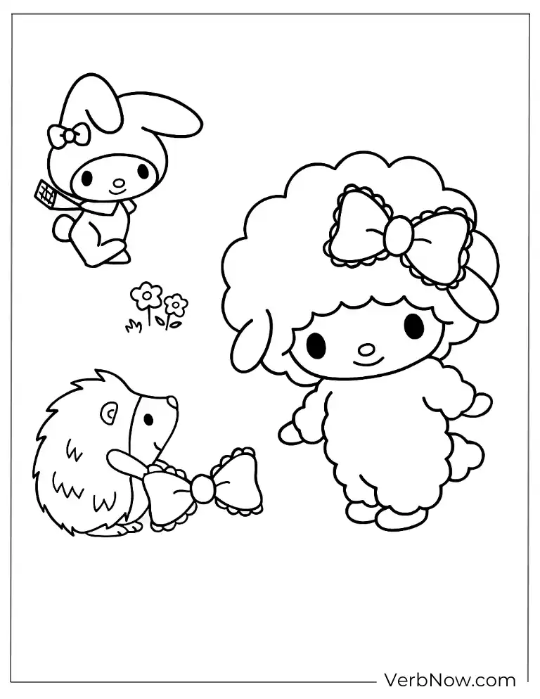 Kawaii Sanrio My Melody coloring sheet as a lamb