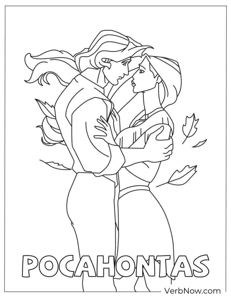 Pocahontas and John Smith Dancing Coloring Page