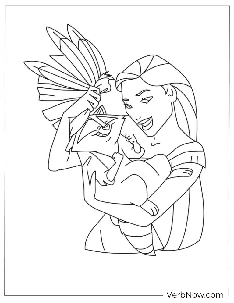 Pocahontas and Nakoma Hugging Coloring Page