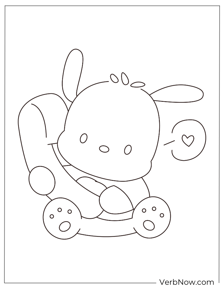 Pochacco coloring page with heart
