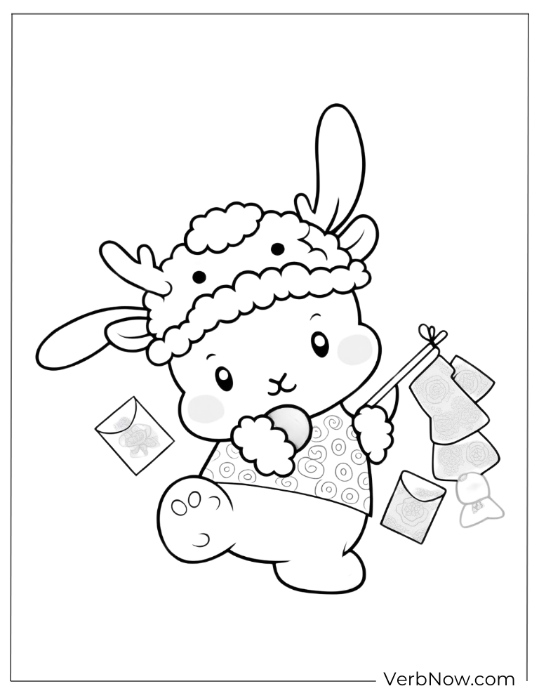 Christmas Pochacco cute coloring sheet